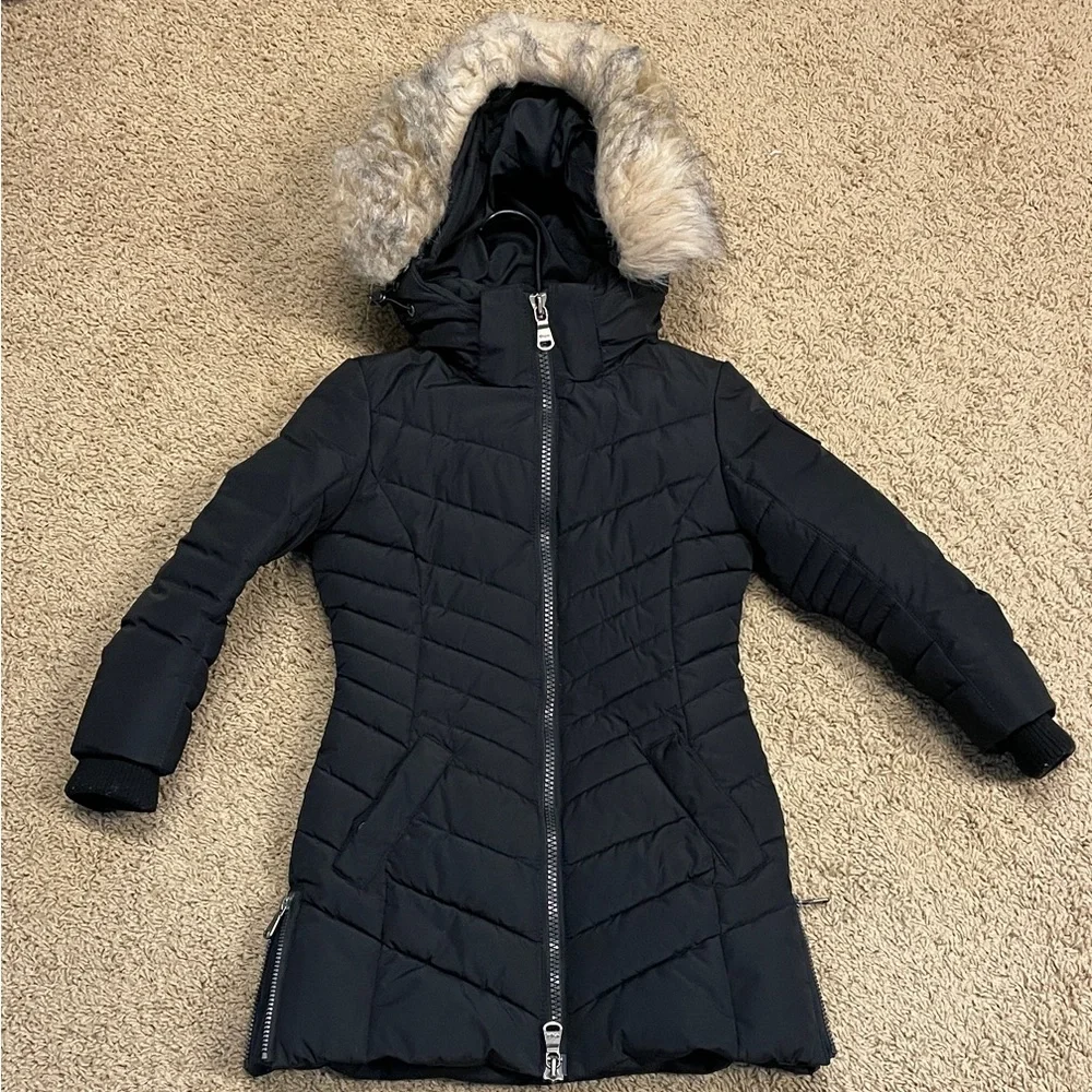 Pajar Canada kids Black Quilted Jacket with Faux Fur Hood